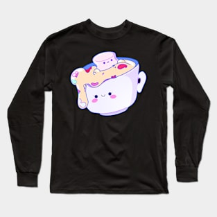 Kawaii Hot Chocolate & Marshmallows in Teacup Long Sleeve T-Shirt